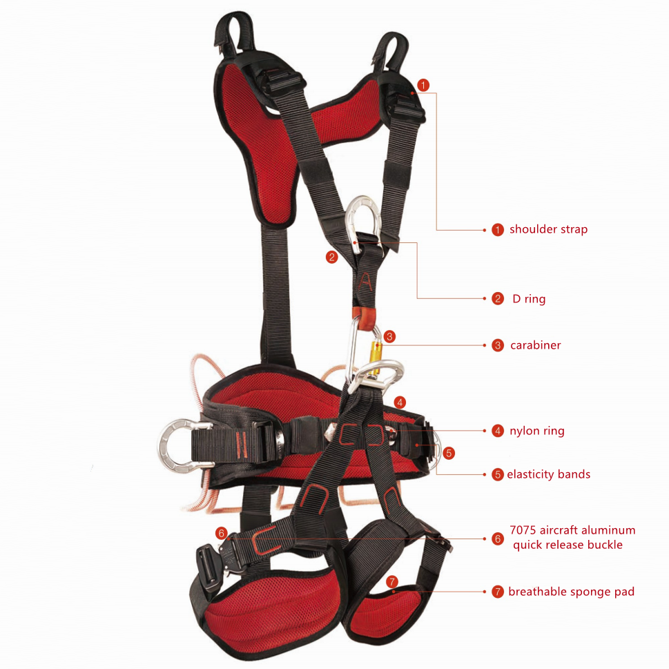 Half body safety climbing harness, fall protection equipment for construction and industrial use